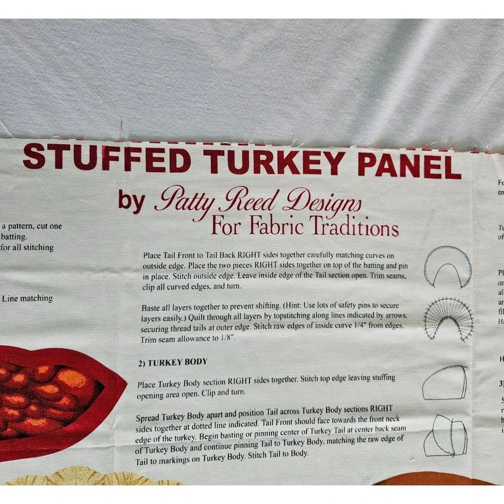 Patty Reed Designs Autumn Harvest Stuffed Turkey Fabric Panel DIY Sewing Project